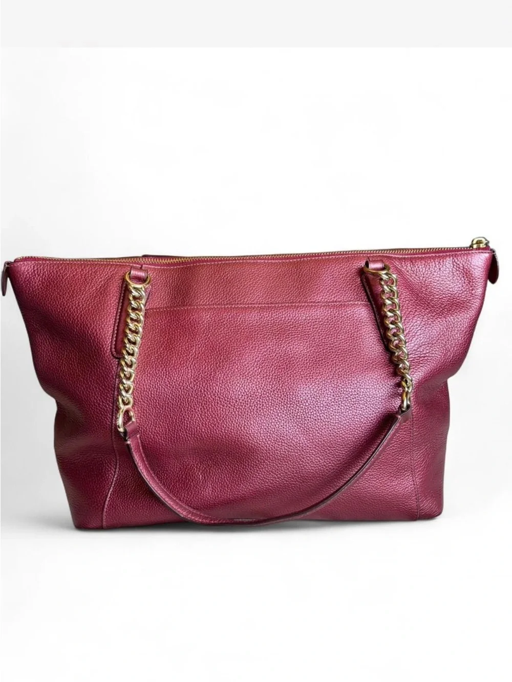 Coach Ava Chain Tote | Metallic Cherry / burgundy